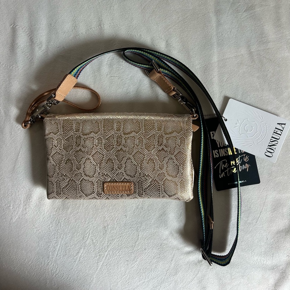 Consuela Metallic Gold Crossbody Bag